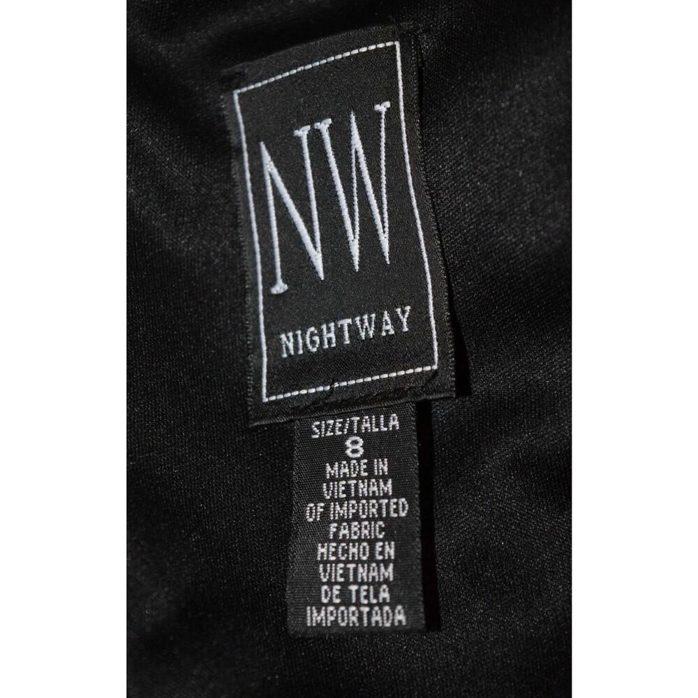 Nightway Black Velvet Illusion Plunge V Neck High Slit Maxi Gown Dress Sz 8 - Picture 7 of 9
